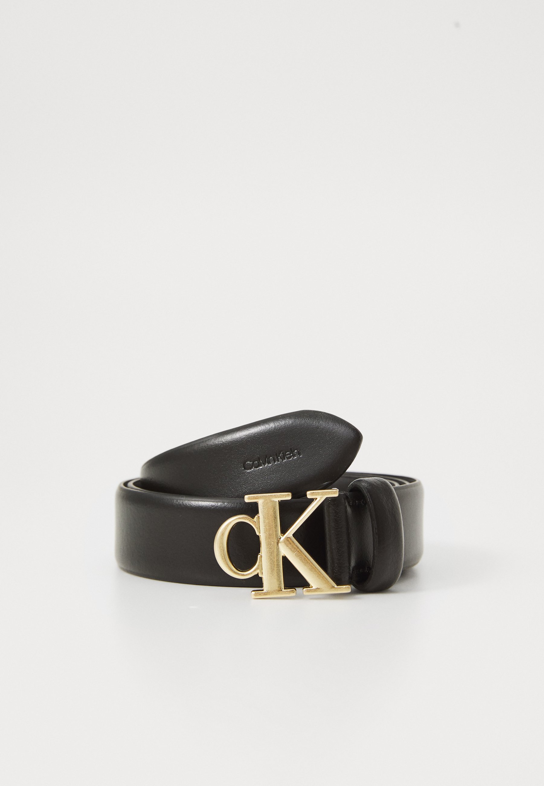 Fibbia con logo Calvin Klein - Cintura - nero/oro chiaro anticato