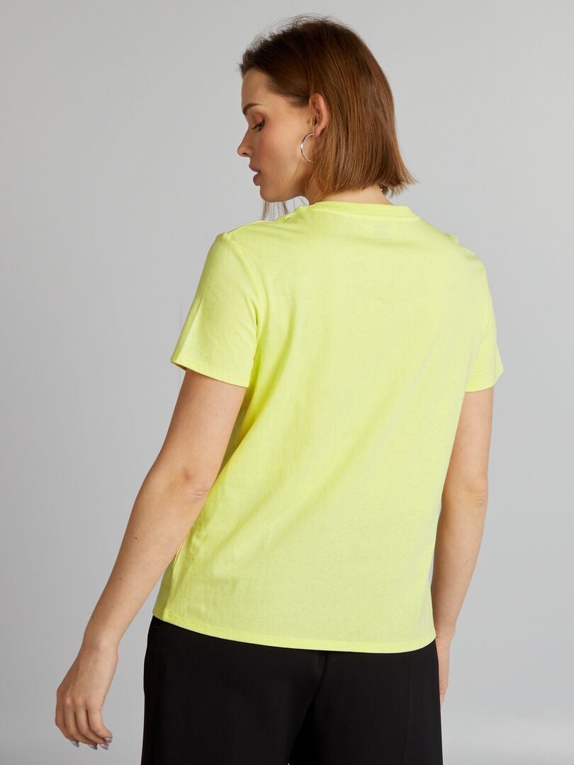 Effen jersey T-shirt - lichtgeel
