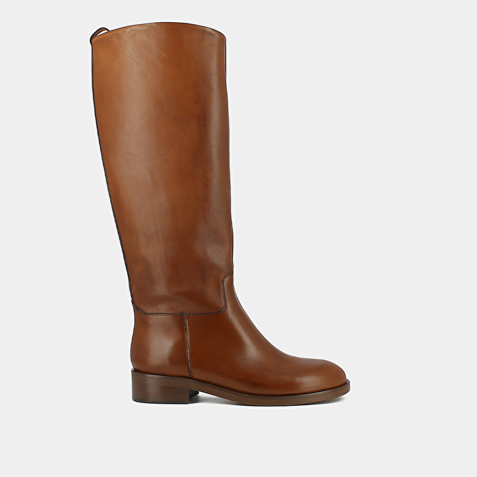 Bottes hautes  en cuir cognac