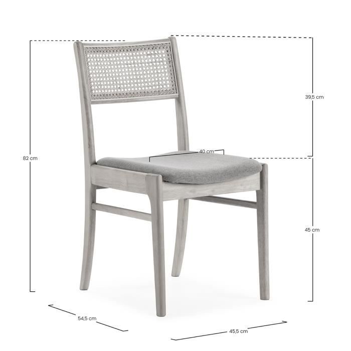 Pack de 2 chaises Vilma Couleur Chêne, Bois Massif et Rotin Naturel