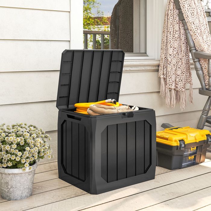 Caja de almacenamiento para exteriores - Outsunny - 121 L - Con asas, contenedor impermeable - PP - 56 x 45 x 53 cm - Negro