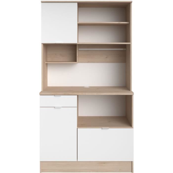 Aparador de cocina - BECOOL - 100,2 x 185,7 x 45,3 cm - Roble / Blanco - PARISOT