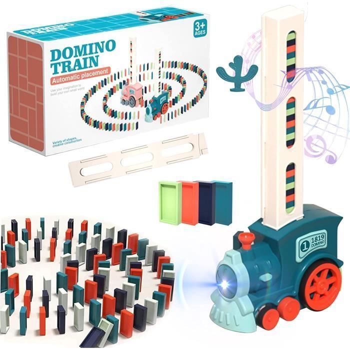 Electric Domino Train Toy, 120 Domino Blocks, Automatic Laying Train, Model Building for Children Ages 3-12