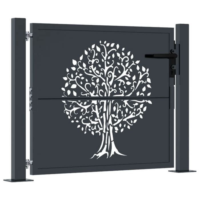 vidaXL Garden Gate, Patio Gate, Security Barrier, Outdoor Gate, Anthracite 105x80 cm Steel 153154