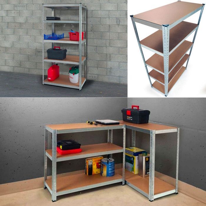 IDMARKET Modulaire, robuuste metalen stellingkast met 5 schappen