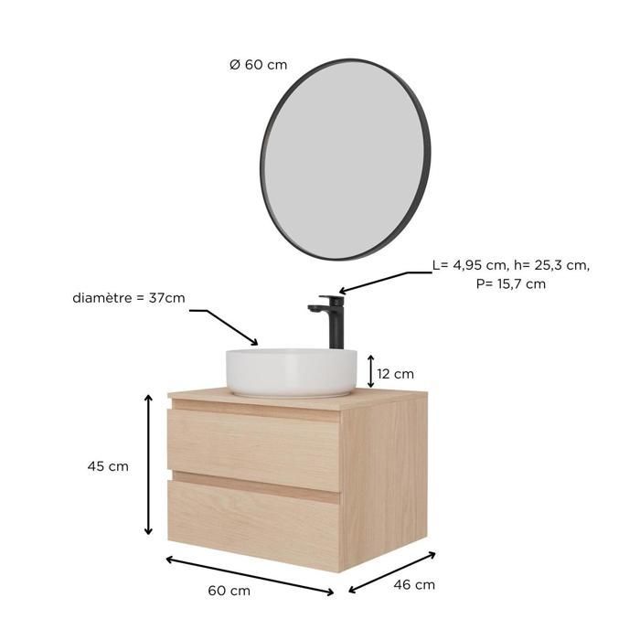 SORRENTO 60cm single vanity unit set + basin + tap + mirror