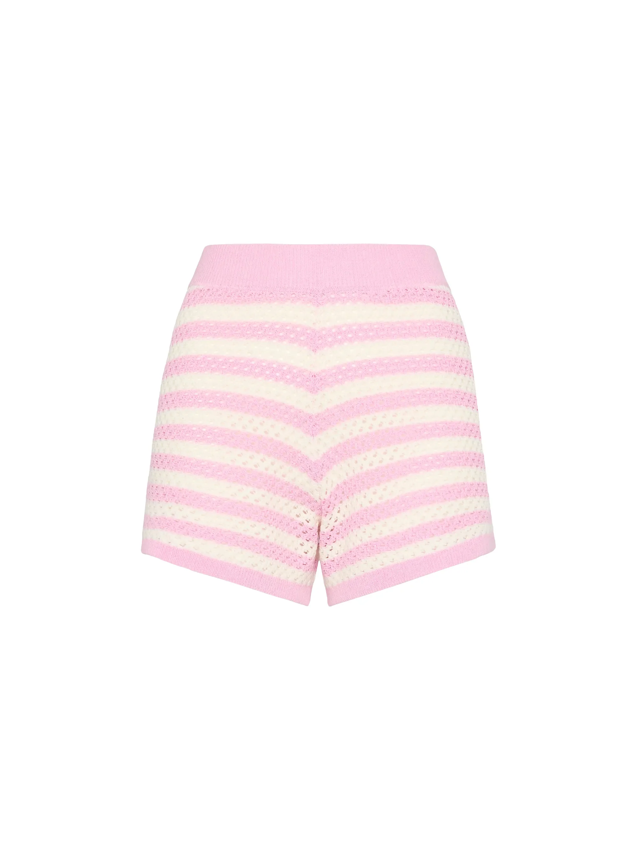 Yvette roze gestreepte gebreide poloshirt