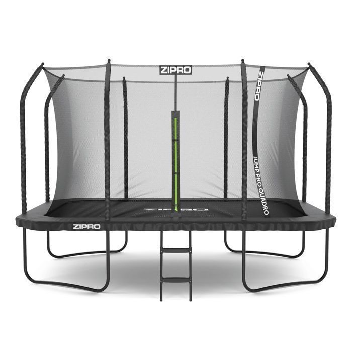 ZIPRO JumpPro Quadro Rectangular Trampoline 8x12FT (244x366cm) - Internal Safety Net + Ladder - 150kg Load Capacity