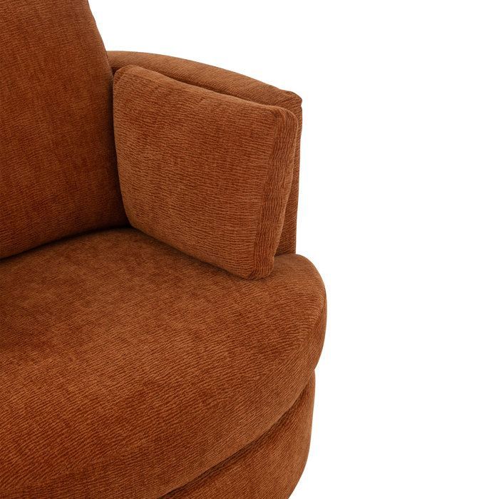 Round swivel armchair 109x100x89 cm in rust-colored fabric