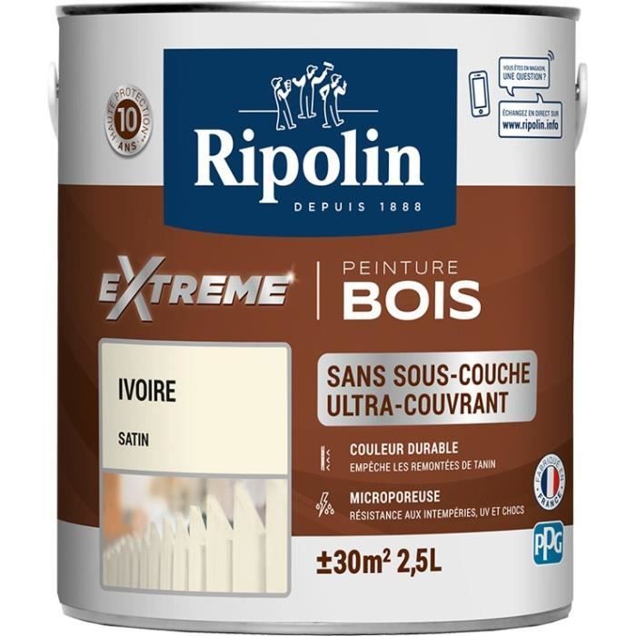 RIPOLIN Holzfarbe für Innen und Außen – Seidenmattes Elfenbein – 2,5 l