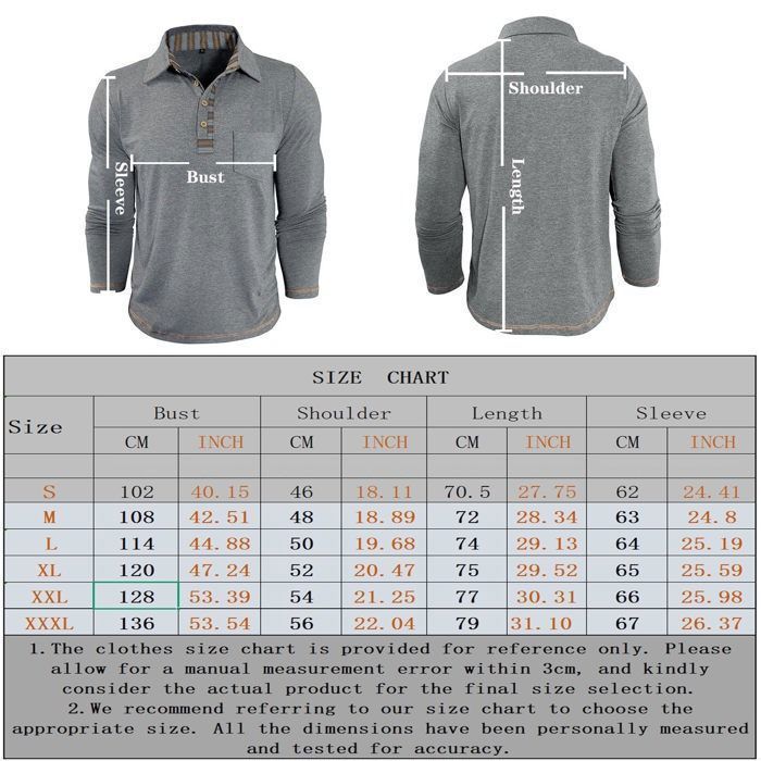 Men's Long Sleeve Regular Fit Polo Shirt with Pocket, Contrasting Colors, Spring and Autumn - EU Size - Navy Blue