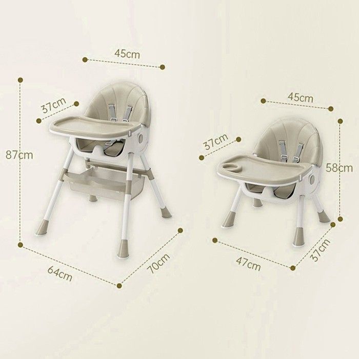 Trona ajustable para bebé - MIPAN - Trona convertible con ruedas - Bandeja extraíble - Para niños de 6 meses a 3 años - Beige