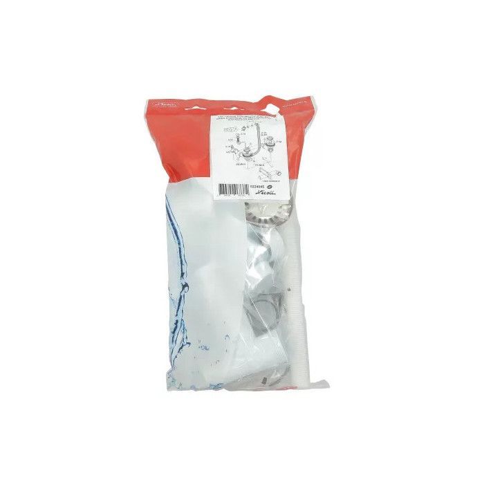 Complete double sink waste kit with 90mm holes, suitable for all materials, automatic cable-operated waste fitting