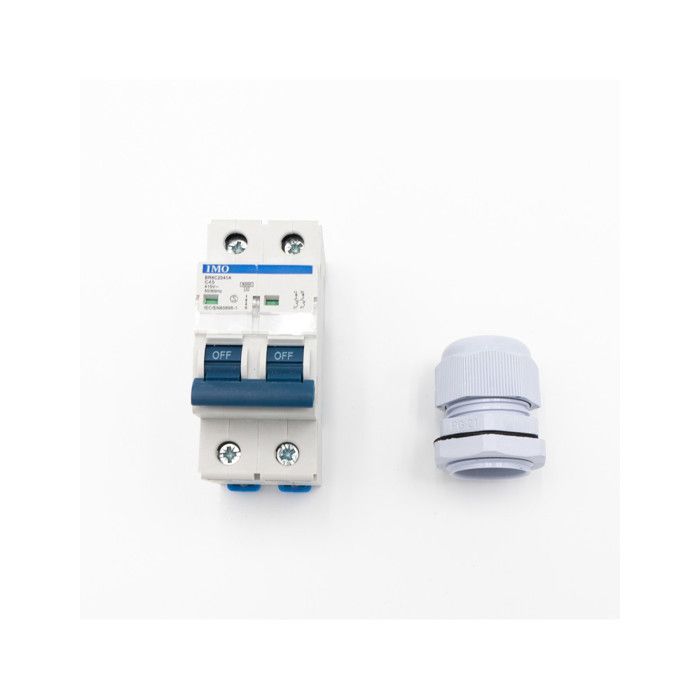 Borne de recharge avec prise Europe 32A complète avec protections et compteur
