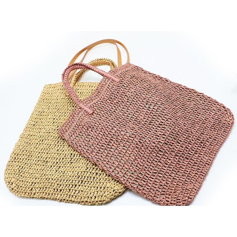Borsa a tracolla in paglia intrecciata, borsa da spiaggia da donna, borsa da viaggio alla moda, borsa tote casual da donna