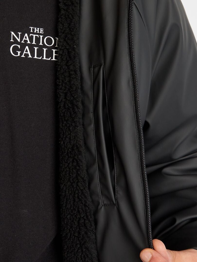 Waterdichte Sherpa parka met capuchon - Zwart