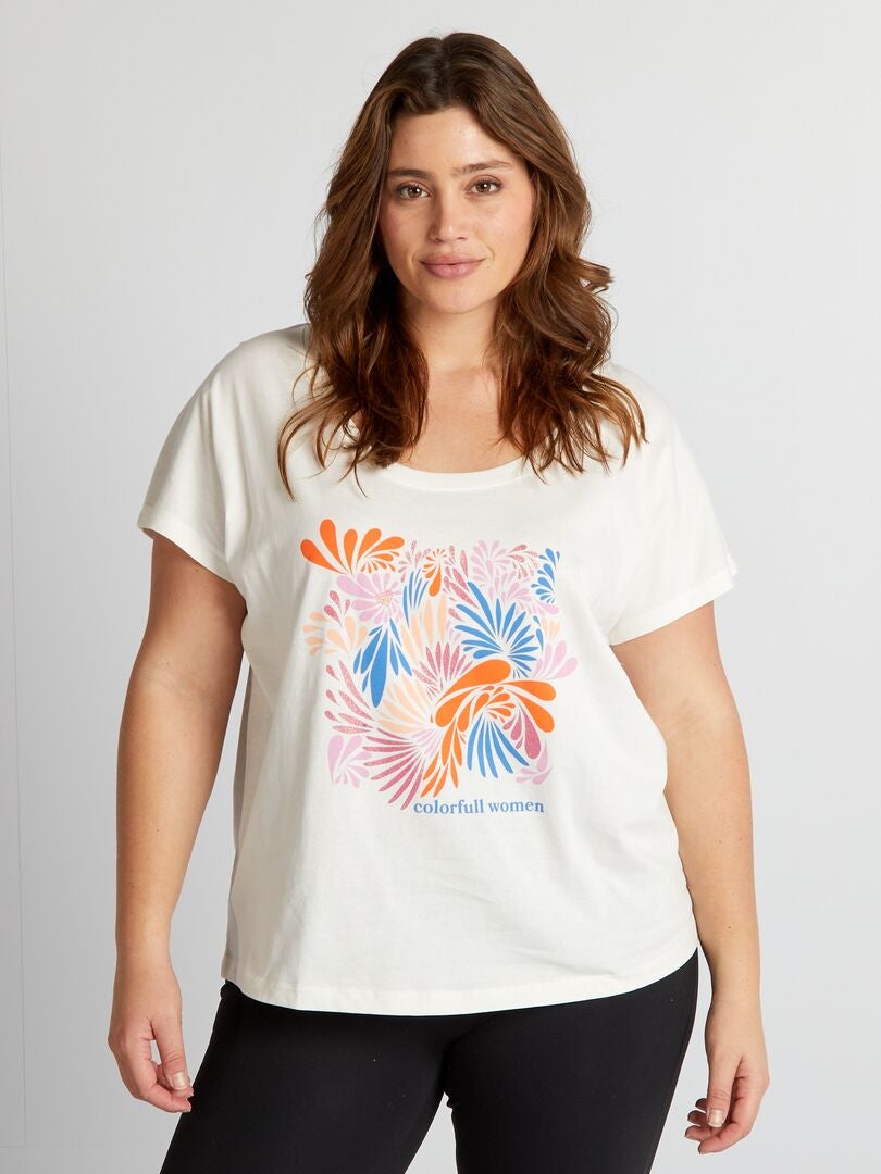Bedrukt katoenen T-shirt - WIT
