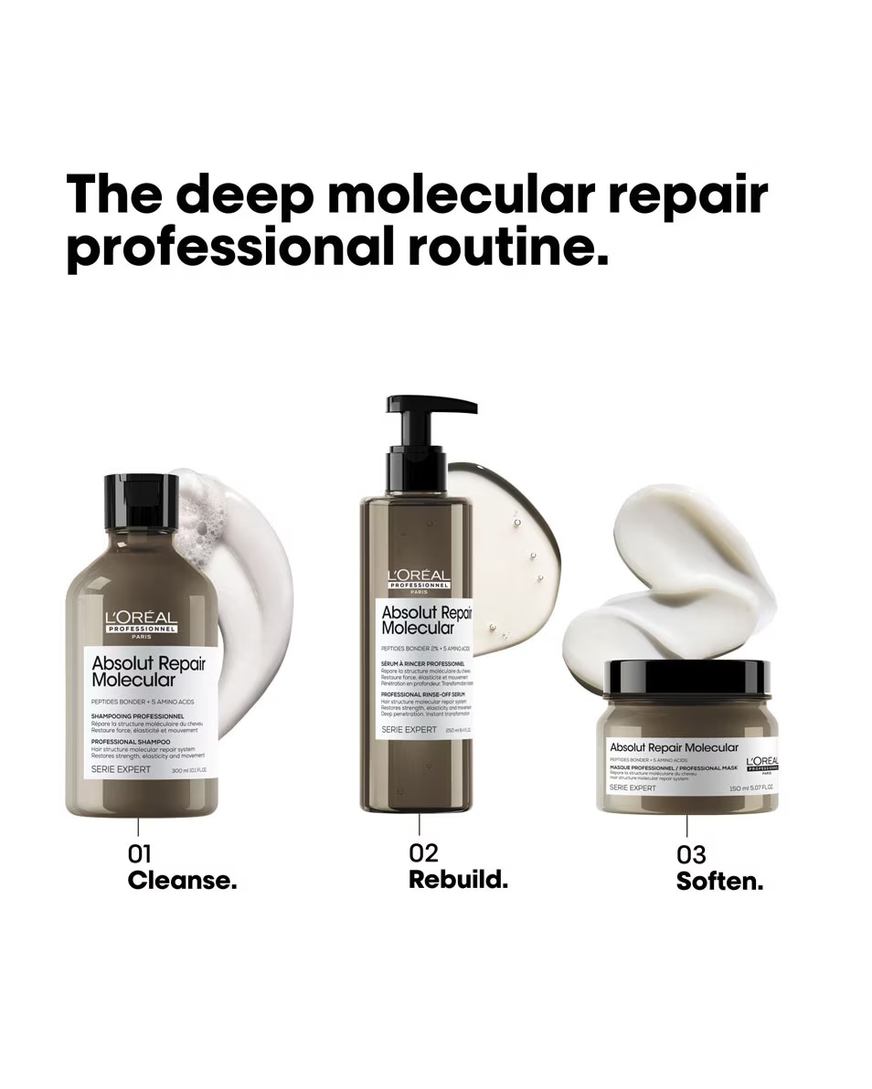 L'ORÉAL PROFESSIONNEL Mască cu clătire Absolut Repair Molecular – pentru părul foarte deteriorat
