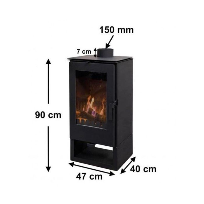 Poêle à bois ALAZ K8M – 9 kW, bûches jusqu’à 50 cm, haut rendement A+