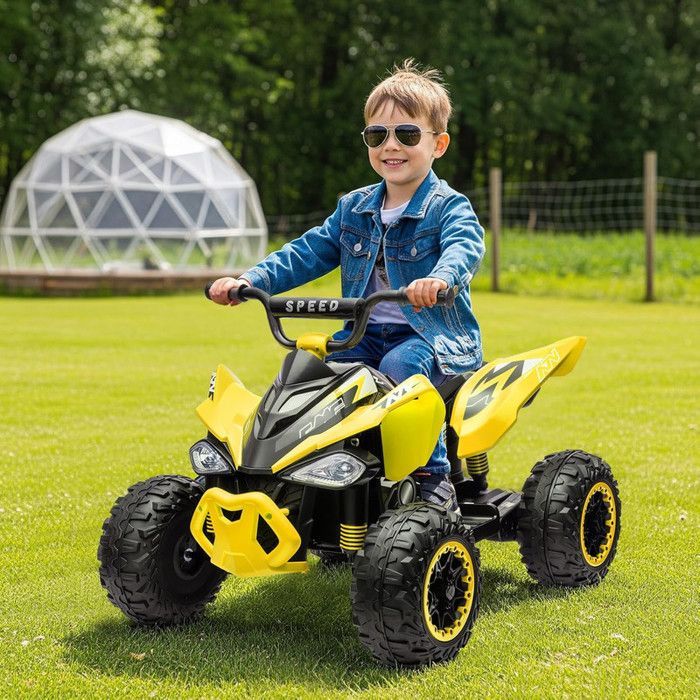 LALAHO Quad eléctrico de 12 V y 7 Ah para niños - para niños de 3 a 6 años - 4,5 km/h máx., amarillo
