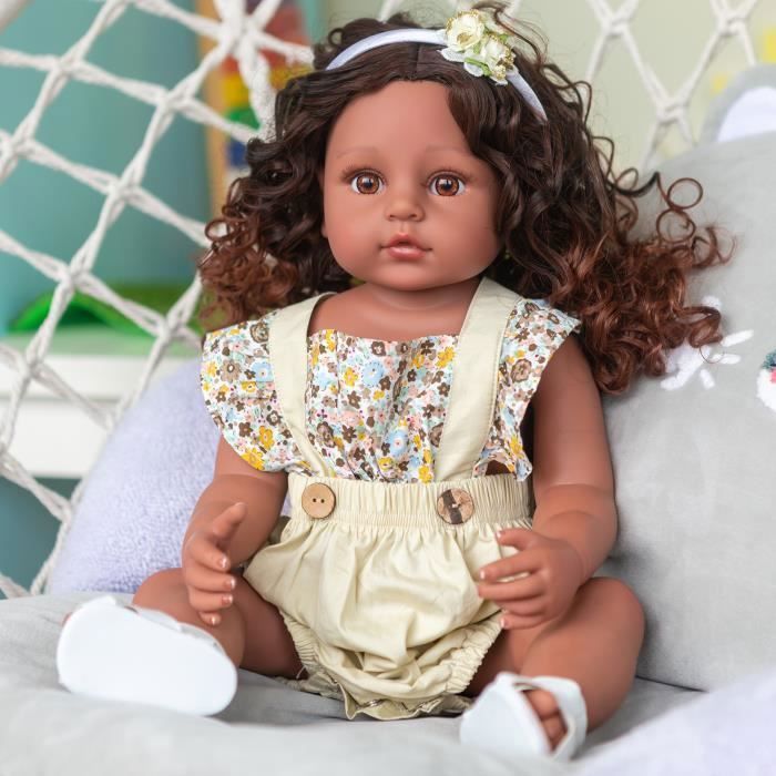 Poupées bébé Reborn - - POUPEE - Corps complet très doux - Peau marron foncé Label