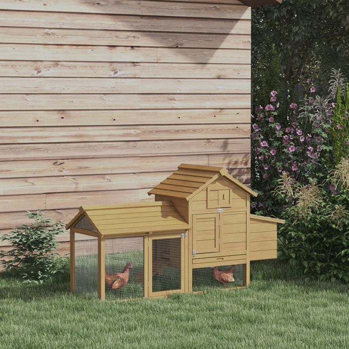 PawHut - Gallinero - Madera - 151x54x87cm - Beige