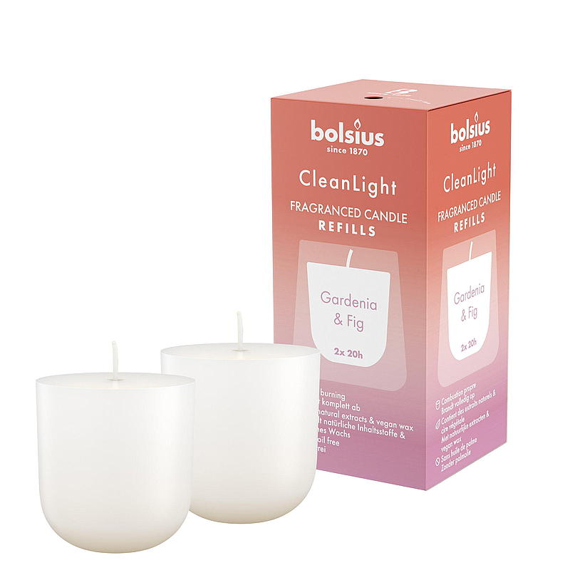 Bolsius Clean Light 2-pak refill Gardenia & Fig