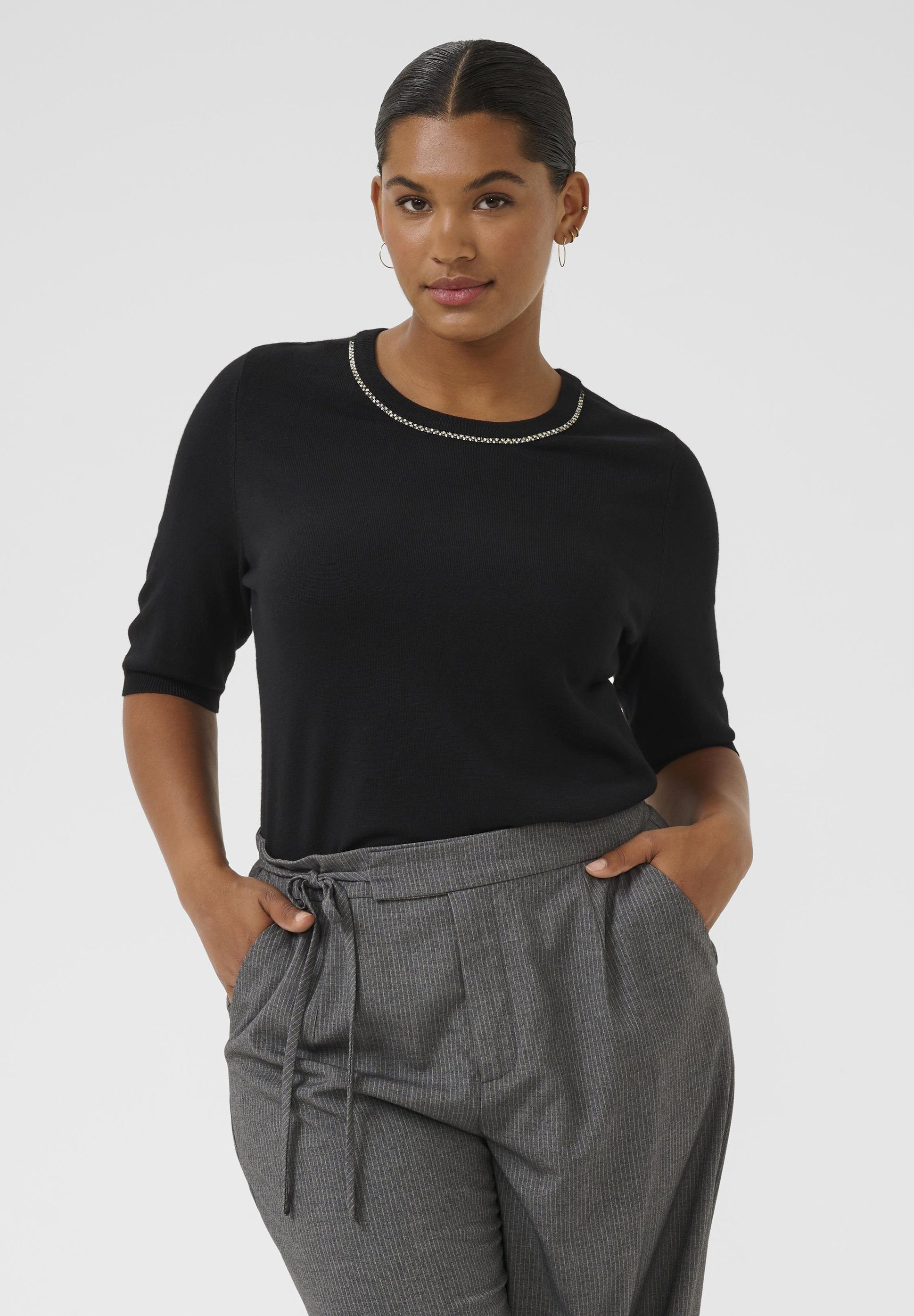 T-shirt imprimé Kaffe Curve CARLA - noir profond