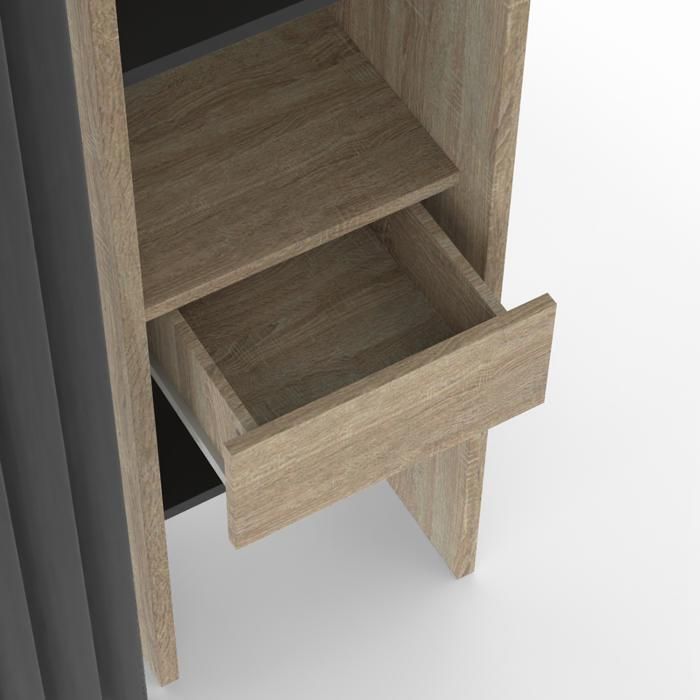 IDMARKET Dressing extensible double MERYL 120/180 x 50 x 180 cm hêtre avec étagères hêtre + double penderie + rideau noir