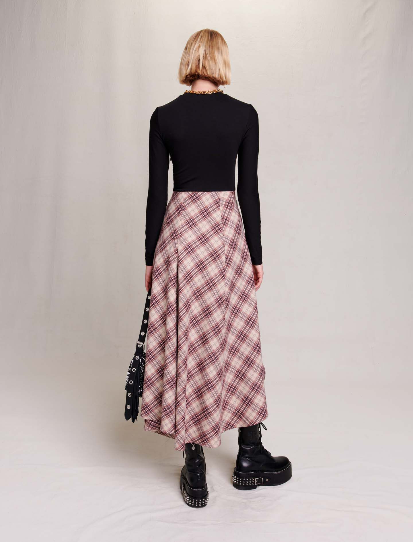 Epäsymmetrinen flanellimekko - Beige