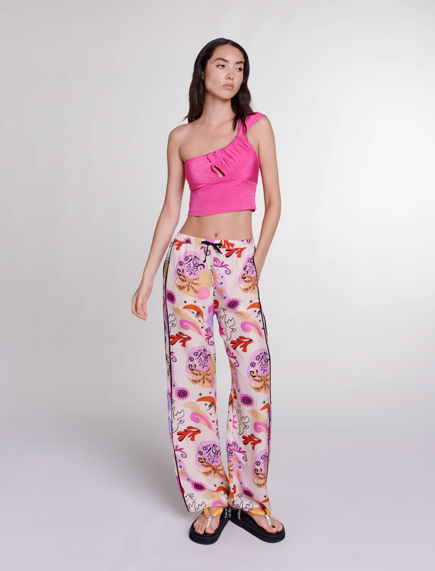 Asymmetrische top - Roze fuchsia