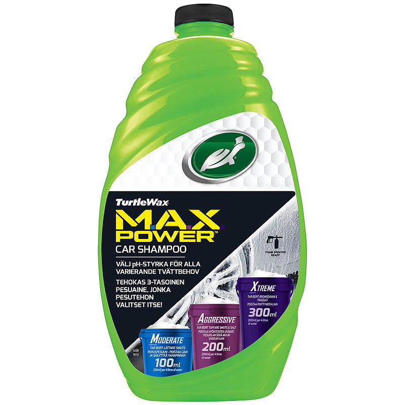 Turtle Max Power bilvasksjampo, 1,42 l, Turtle voks