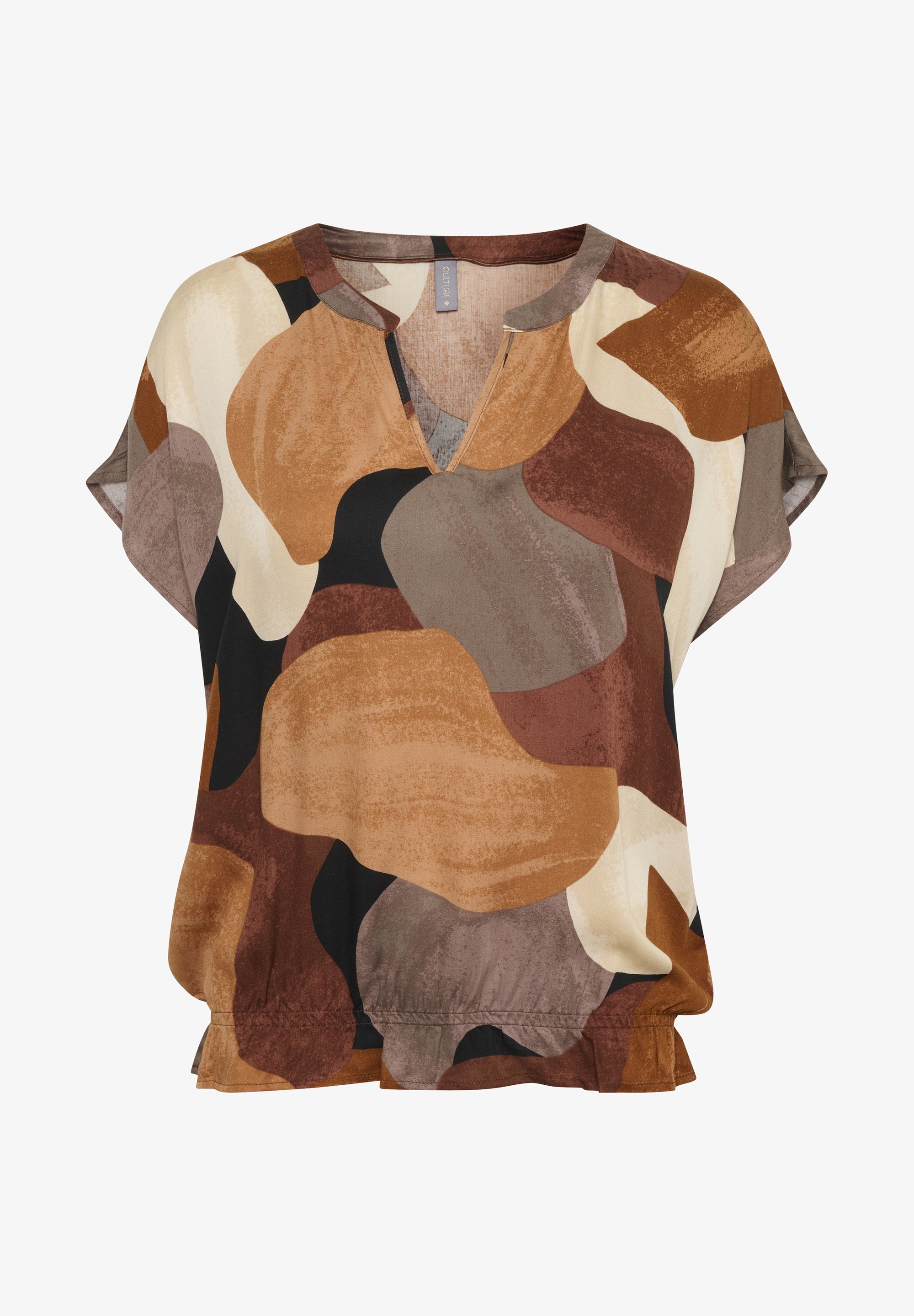 Cultuur DANA CAPSLEEVE - Bedrukt T-shirt - bruine kunst