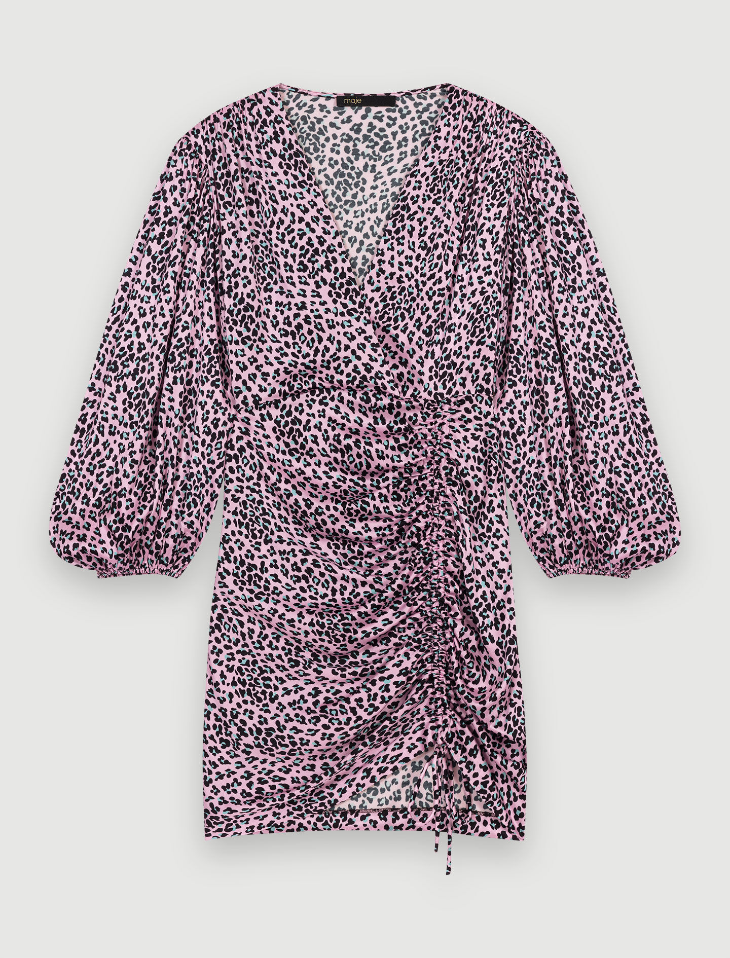 Leopardikuvioinen drapeerattu mekko - leopardiruusu