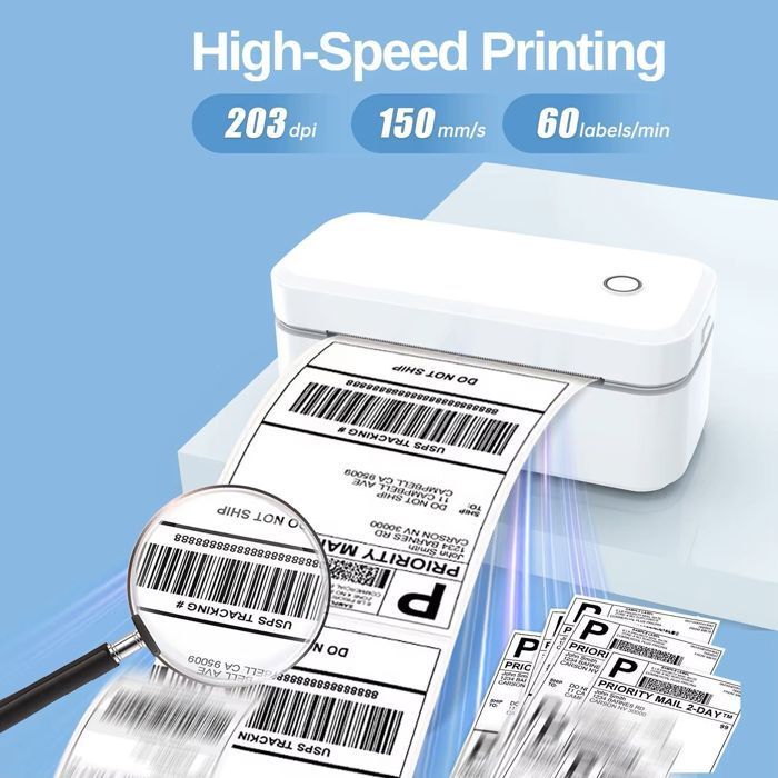 Stampante termica per etichette di spedizione, Bluetooth/USB, 203 DPI, 10x15 cm (4x6