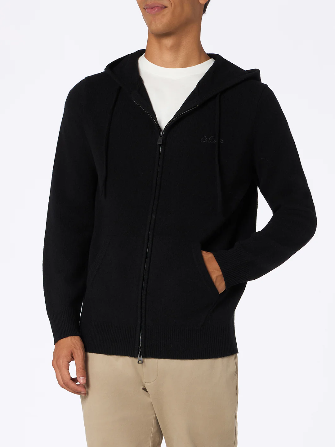 Maglione con cappuccio Notting in lambswool nero da uomo