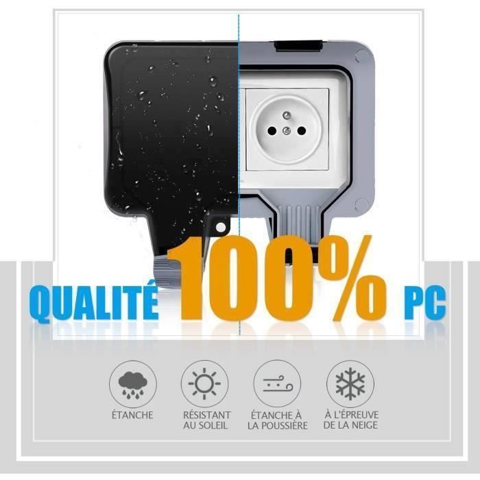 Enchufe doble para exteriores IP66 resistente al agua - Material de PC de alta calidad - Rectangular