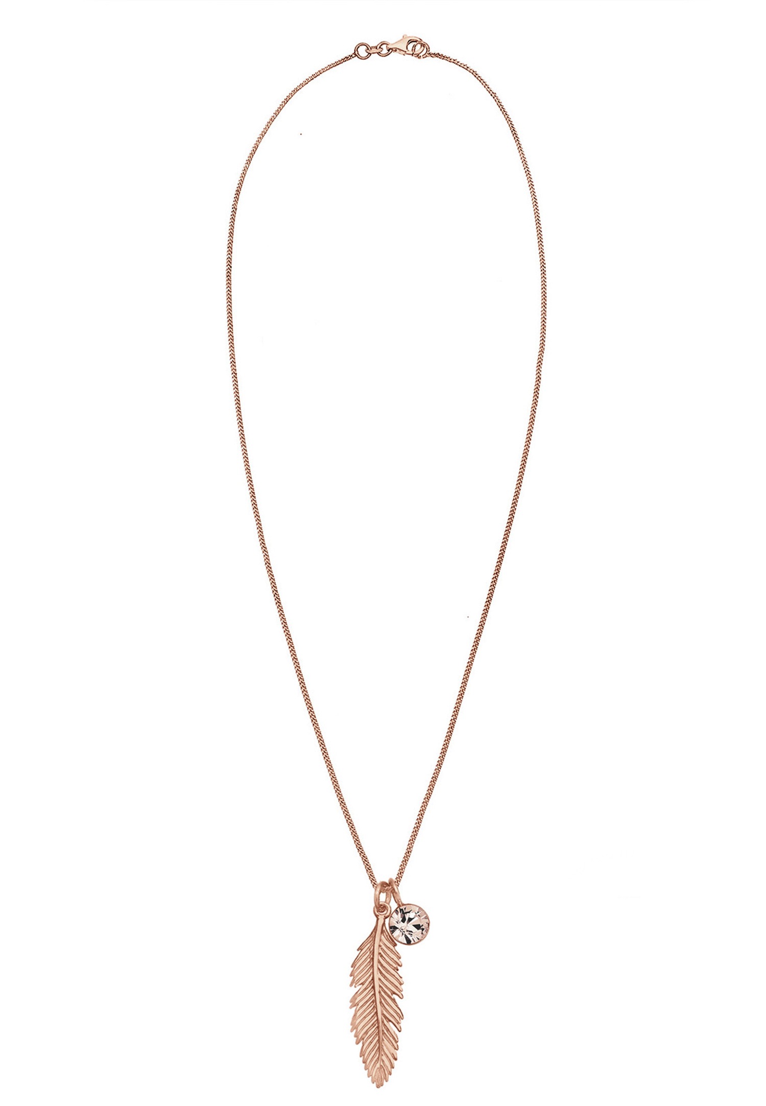 Elli Femmes Pendentif Plume Boho avec Cristal en Argent Sterling 925