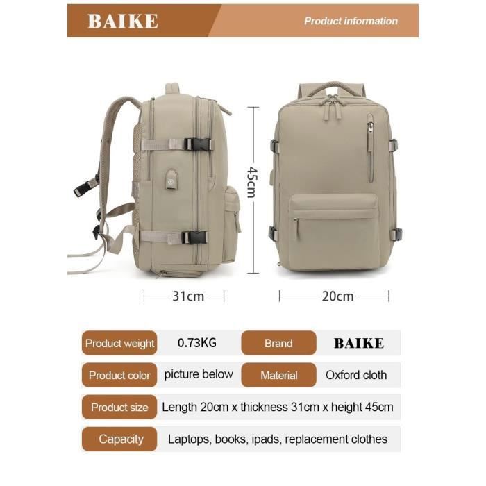 Bolsa de viaje, mochila de viaje apta para cabina con capa impermeable, 43x20x30cm, mochila para mujer para excursiones cortas - Azul