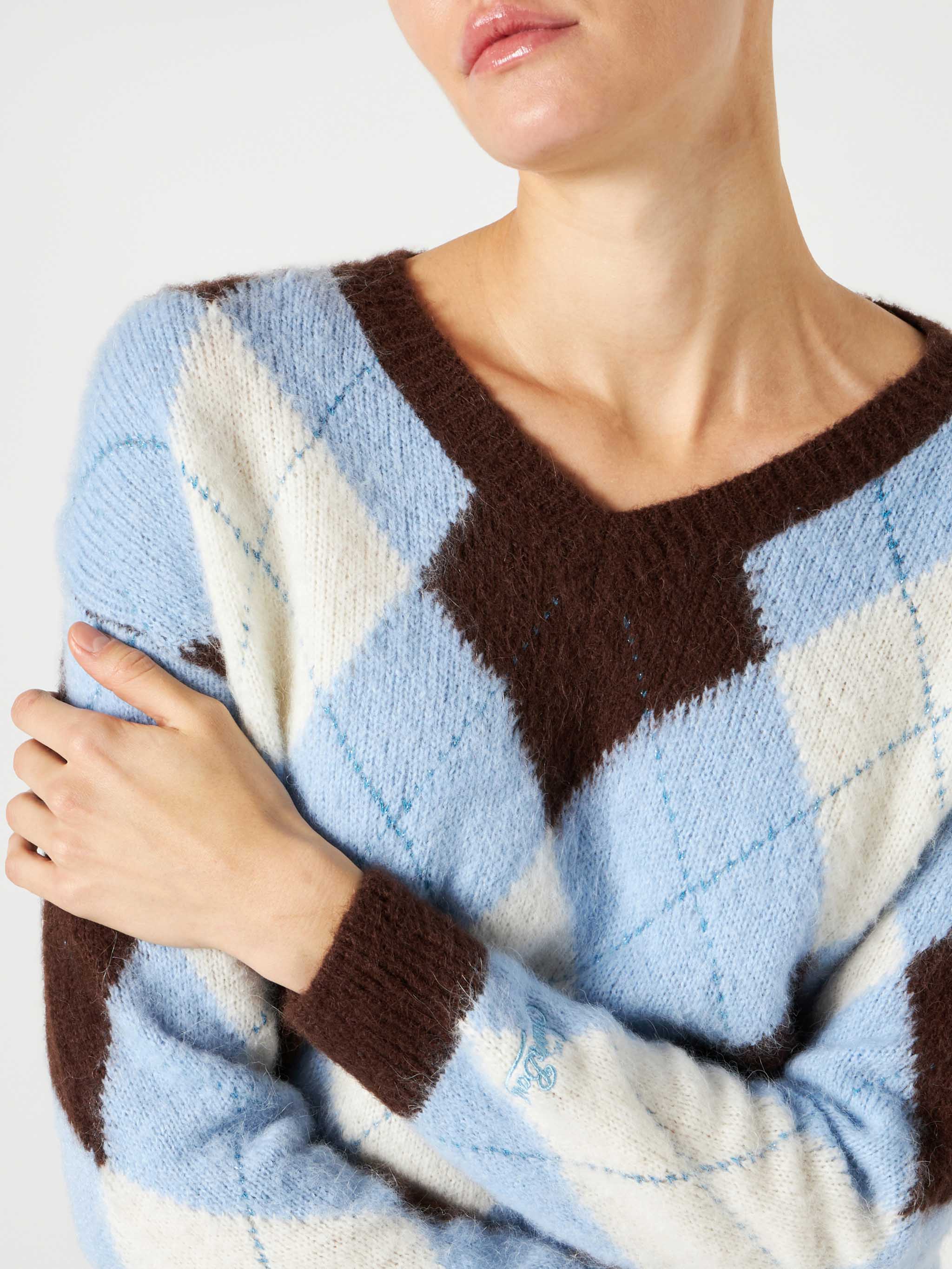 Dame cropped sweater med fine diamanter