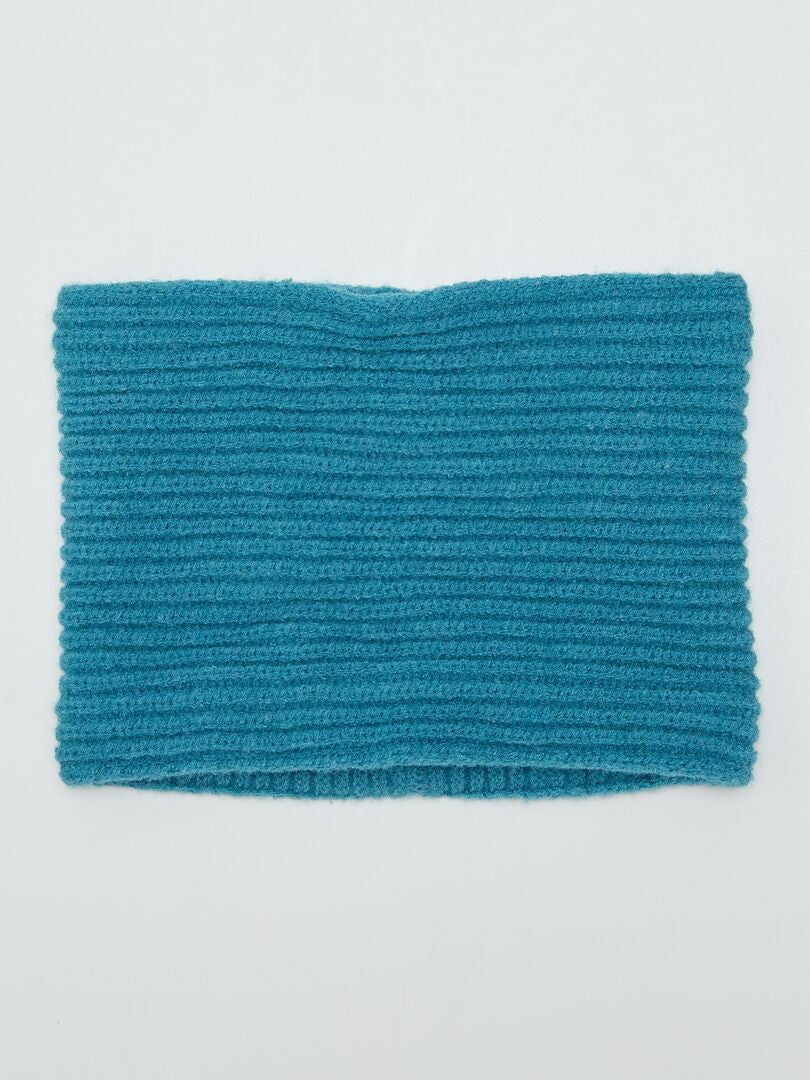 Cachecol em malha canelada com laços - AZUL