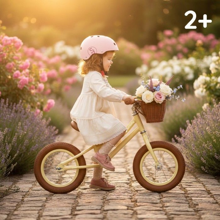 Sun Baby - Classic Balance Bike - 2 Years, max. 30 kg, steel frame, inflatable colored wheels, adjustable saddle - Yellow