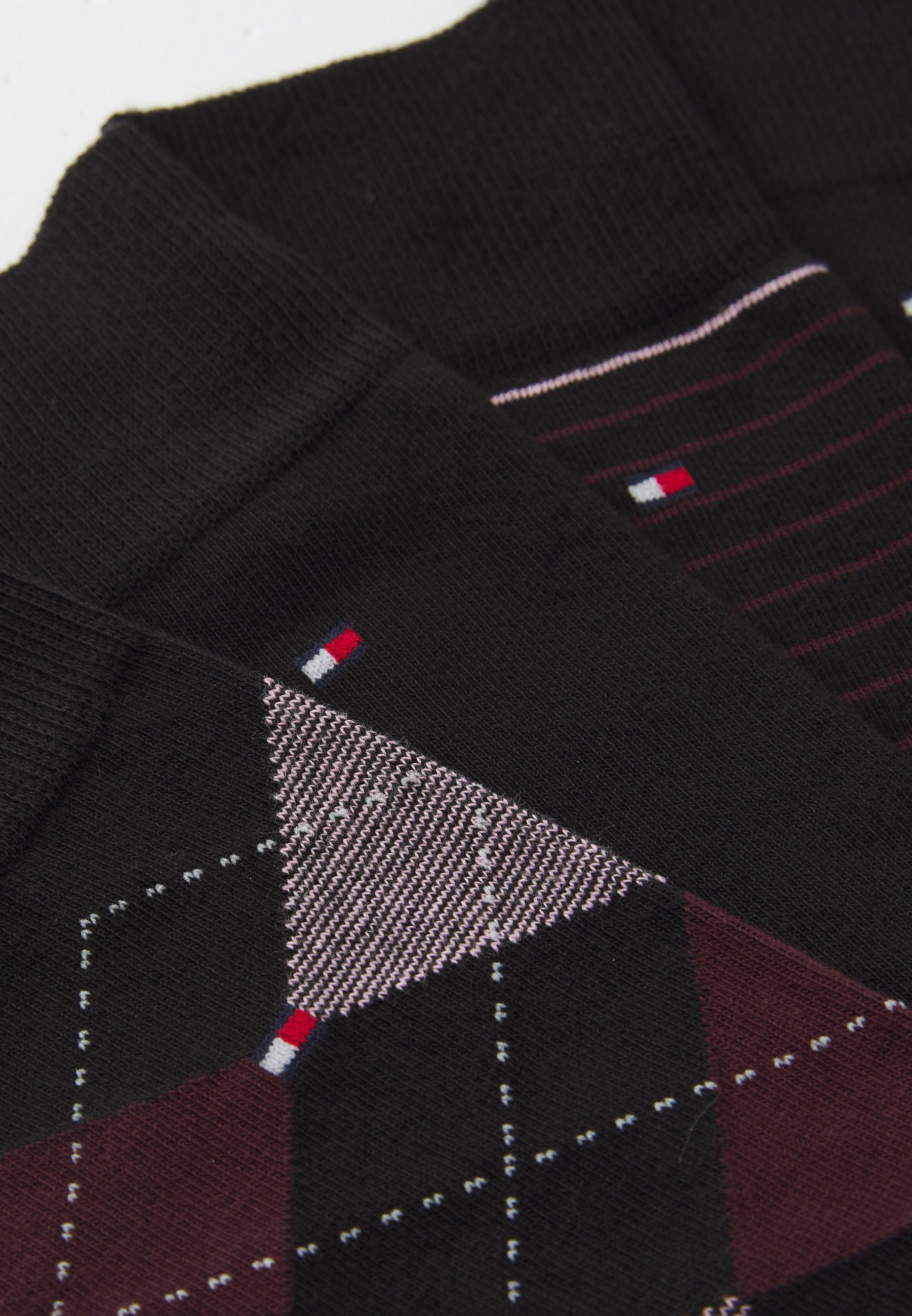 Tommy Hilfiger heren sokken met ruitjes- en streepjespatroon (ECOM, 4 stuks) - bordeauxrood