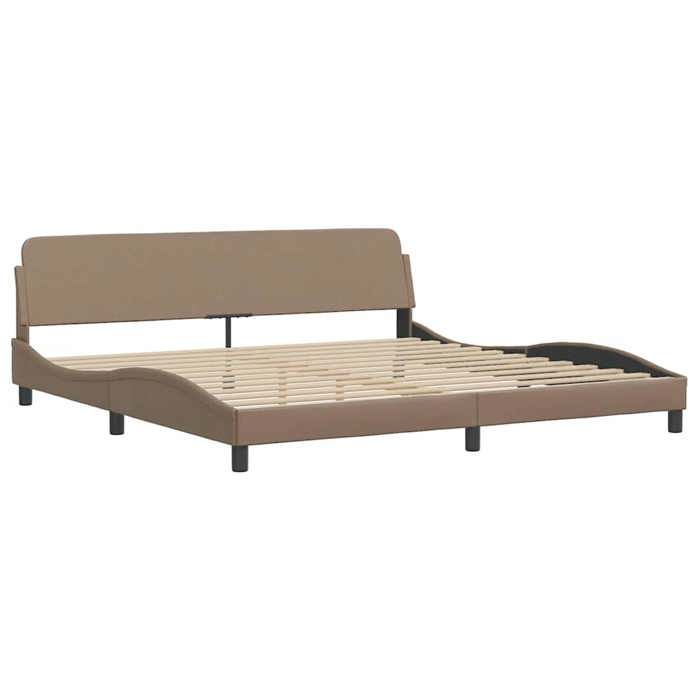 Marrón 200 x 200 cm - Cama de metal - Carga máxima 150 kg - Estructura de cama Dover capuchino 200x200 cm piel sintética 005_179890