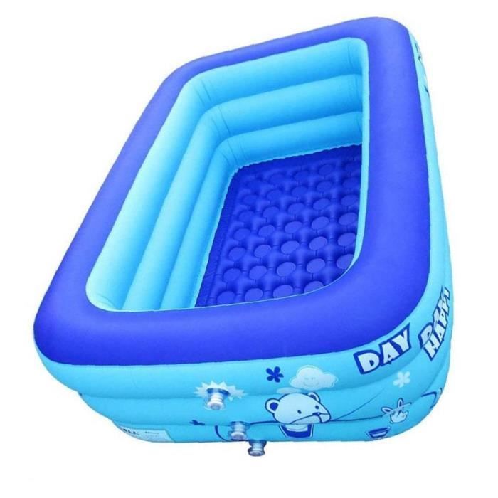 Kiddie Pool Pools Portables Pour Enfants, Baignoire gonflable Solide Baignoire Piscine rectangulaire facile à assembler, bleu