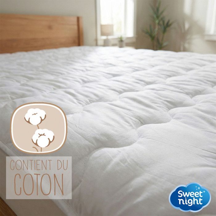Soft Mattress Topper 160x200 cm - Waterproof Mattress Protector - Cotton Cover - 4 Elasticated Corners - Anti-Dust Mite Treatment