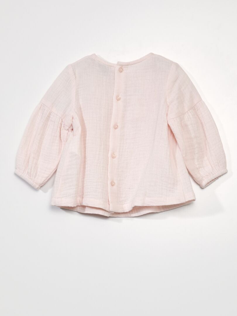 Blouse van dubbel katoenen gaas - ROZE