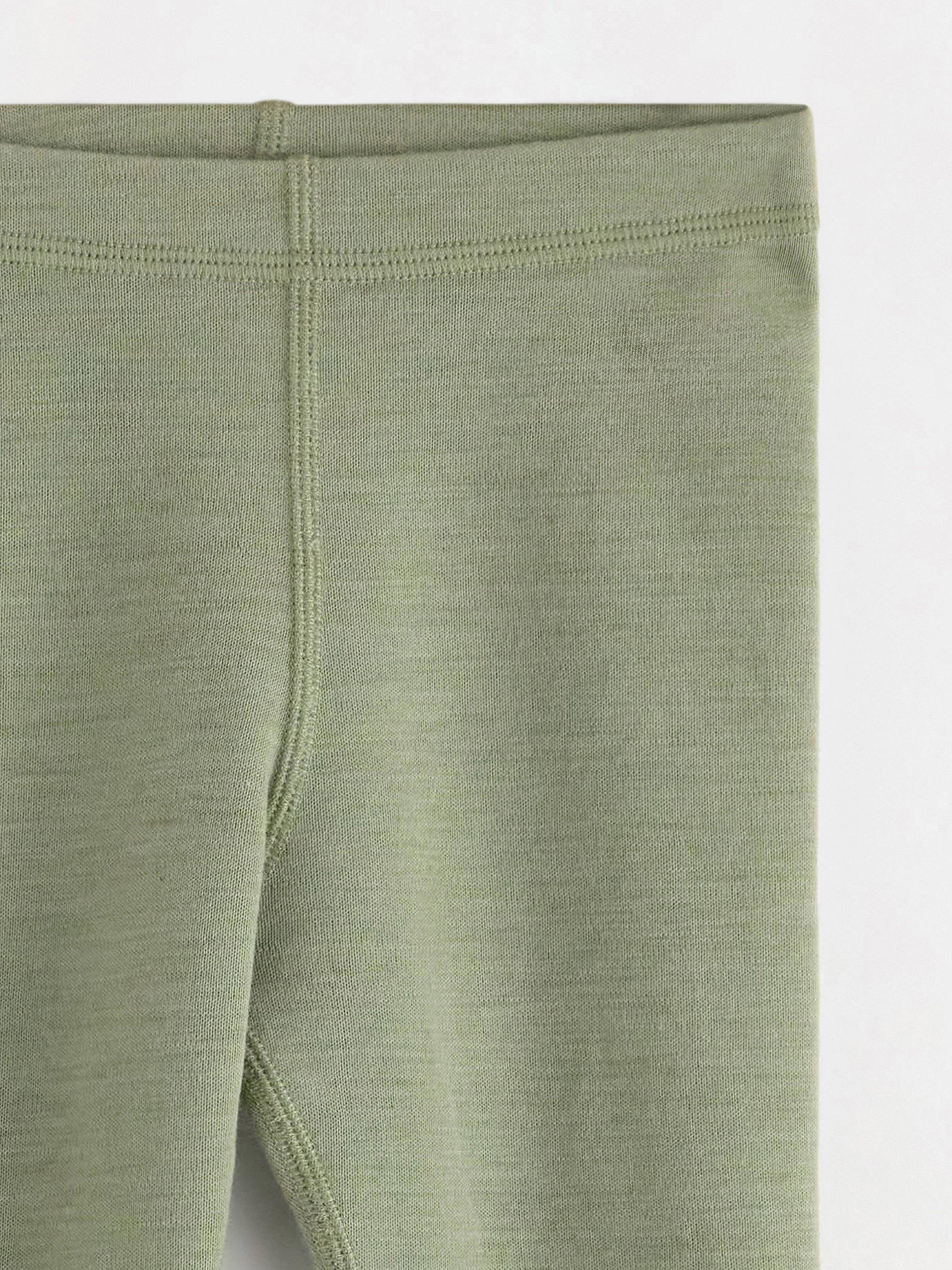 Leggings i merinould Lys støvet grøn