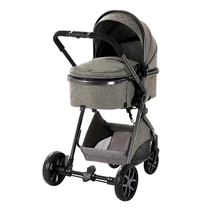 Poussette 3 en 1 Magic ZC Poussette Pousette trio 3 en 1 Pousette Avec Grand panier Avec habillage pluie Sac à main Gris foncé