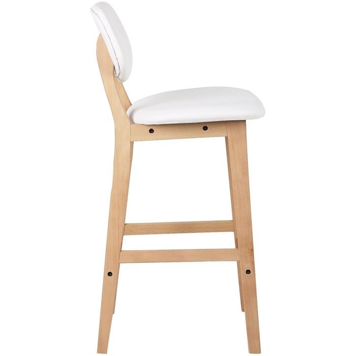 WOLTU Set of 2 Faux Leather and Wood Bar Stools with Backrest, 43x37.5x91.5cm, White